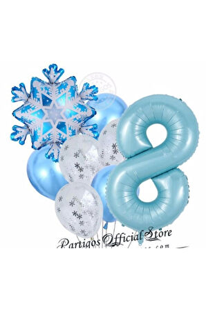 Kar Tanesi Frozen Elsa Kış Konsept Snowflake 5 Yaş Balon Konsept Doğum Günü Set Yaş Balon Set
