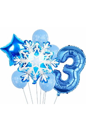 Kar Tanesi Frozen Elsa Kış Konsept Snowflake 9 Yaş Balon Konsept Doğum Günü Set Yaş Balon Set