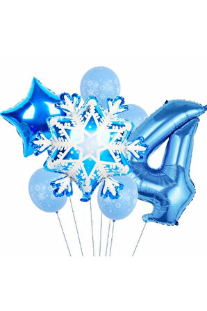 Kar Tanesi Frozen Elsa Kış Konsept Snowflake 9 Yaş Balon Konsept Doğum Günü Set Yaş Balon Set