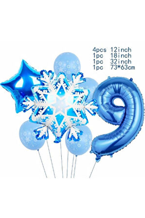 Kar Tanesi Frozen Elsa Kış Konsept Snowflake 9 Yaş Balon Konsept Doğum Günü Set Yaş Balon Set