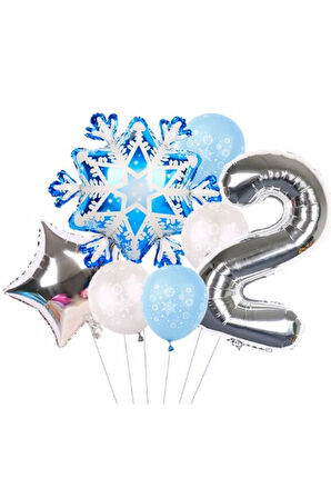 Kar Tanesi Frozen Elsa Kış Konsept Snowflake 8 Yaş Balon Konsept Doğum Günü Set Yaş Balon Set