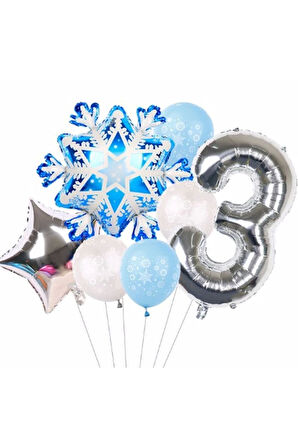 Kar Tanesi Frozen Elsa Kış Konsept Snowflake 8 Yaş Balon Konsept Doğum Günü Set Yaş Balon Set