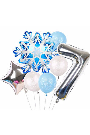 Kar Tanesi Frozen Elsa Kış Konsept Snowflake 8 Yaş Balon Konsept Doğum Günü Set Yaş Balon Set