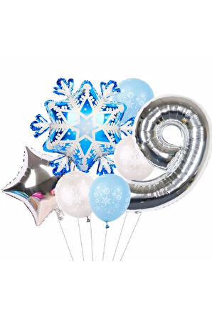 Kar Tanesi Frozen Elsa Kış Konsept Snowflake 8 Yaş Balon Konsept Doğum Günü Set Yaş Balon Set