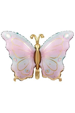 Macaron Kelebek 8 Yaş Balon Set Gökkuşağı Macaron Kelebek Konsept Doğum Günü Balon Set