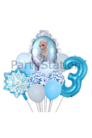Frozen Elsa 3 Yaş Balon Set Karlar Ülkesi Elsa Konsept Doğum Günü Folyo Balon Set