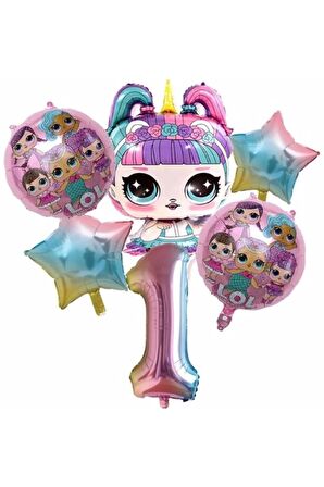 Unicorn Lol Bebek Konsept 1 Yaş Balon Doğum Günü Set Yaş Balon Set