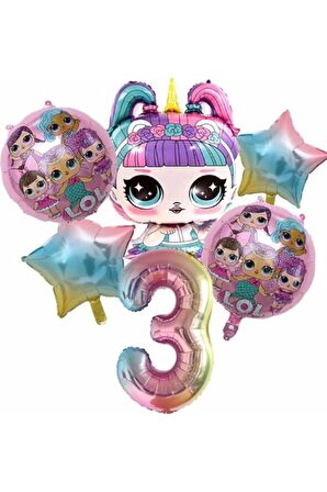 Unicorn Lol Bebek Konsept 3 Yaş Balon Doğum Günü Set Yaş Balon Set