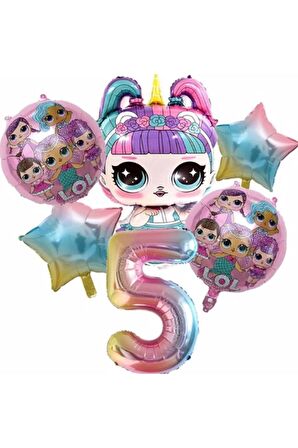 Unicorn Lol Bebek Konsept 5 Yaş Balon Doğum Günü Set Yaş Balon Set