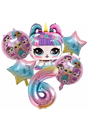 Unicorn Lol Bebek Konsept 6 Yaş Balon Doğum Günü Set Yaş Balon Set