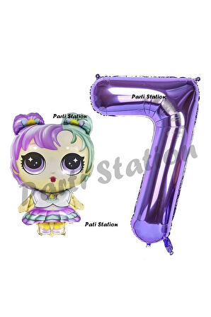 LOL Bebek 2 Yaş Balon ve Mor Rakam Balon Doğum Günü Parti Set