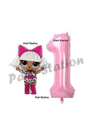 Diva LOL Bebek 9 Yaş Balon ve Pembe Rakam Balon Doğum Günü Parti Set