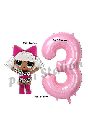 Diva LOL Bebek 9 Yaş Balon ve Pembe Rakam Balon Doğum Günü Parti Set