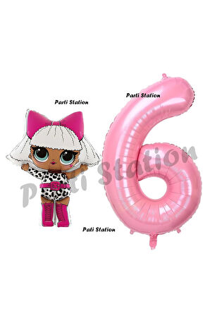 Diva LOL Bebek 9 Yaş Balon ve Pembe Rakam Balon Doğum Günü Parti Set