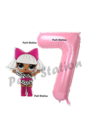 Diva LOL Bebek 9 Yaş Balon ve Pembe Rakam Balon Doğum Günü Parti Set