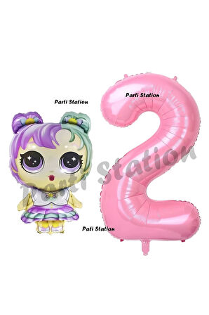LOL Bebek 4 Yaş Balon ve Pembe Rakam Balon Doğum Günü Parti Set