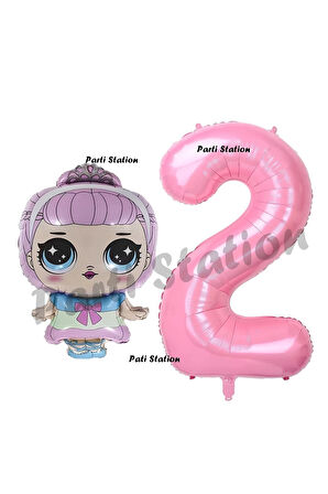 Prenses LOL Bebek 5 Yaş Balon ve Pembe Rakam Balon Doğum Günü Parti Set