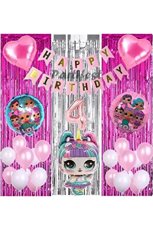 Unicorn Lol Surprise 4 Yaş Balon Seti Lol Bebek Balon Seti Lol Doğum Günü Parti Seti