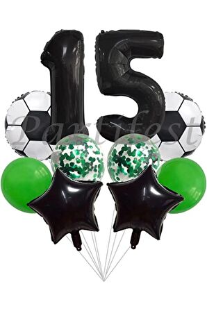 Futbol Konsept 15 Yaş Balon Set Maç Konsept Doğum Günü Set Yaş Balon Set