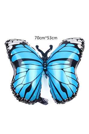 Mavi Kelebek Balon 9 Yaş Balon Set Kelebek Konsept Balon ve Siyah Renk Rakam Balon