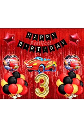 Arabalar 3 Yaş Balon Seti Cars Konsept Helyum Balon Set Şimşek Mcqueen Doğum Günü Set