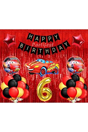 Arabalar 6 Yaş Balon Seti Cars Konsept Helyum Balon Set Şimşek Mcqueen Doğum Günü Set