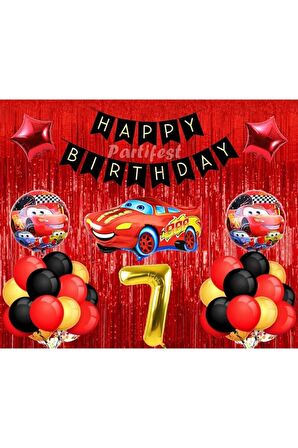 Arabalar 7 Yaş Balon Seti Cars Konsept Helyum Balon Set Şimşek Mcqueen Doğum Günü Set