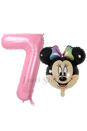 Minnie Mouse 1 Yaş Balon Set Minnie Mouse Konsept Balon ve Pembe Rakam Balon Set