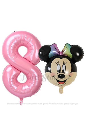 Minnie Mouse 1 Yaş Balon Set Minnie Mouse Konsept Balon ve Pembe Rakam Balon Set