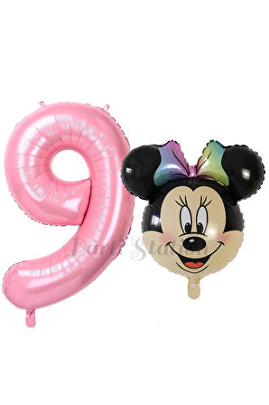 Minnie Mouse 1 Yaş Balon Set Minnie Mouse Konsept Balon ve Pembe Rakam Balon Set