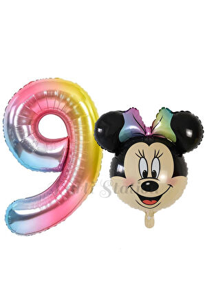 Minnie Mouse 1 Yaş Balon Set Minnie Mouse Konsept Balon ve Rengarenk Rakam Balon Set