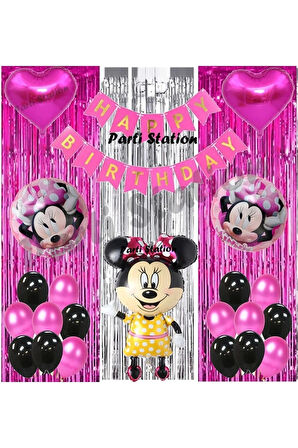 Minnie Mouse Konsept Doğum Günü Parti Balon Set Minnie Mouse Tema Parti Balon Set