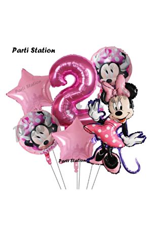 Minnie Mouse Konsept Doğum Günü Balon Set 2 Yaş Minnie Mouse Tema Parti Balon Set