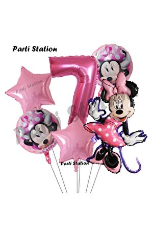 Minnie Mouse Konsept Doğum Günü Balon Set 7 Yaş Minnie Mouse Tema Parti Balon Set