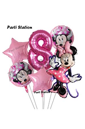 Minnie Mouse Konsept Doğum Günü Balon Set 8 Yaş Minnie Mouse Tema Parti Balon Set