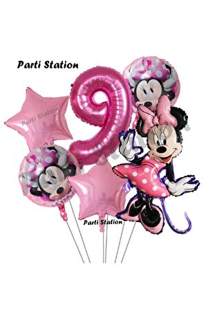 Minnie Mouse Konsept Doğum Günü Balon Set 9 Yaş Minnie Mouse Tema Parti Balon Set