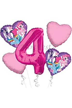 My Little Ponny 4 Yaş Balon Set Balon Folyo Set My Little Ponny Konsept Doğum Günü Set Yaş Balon
