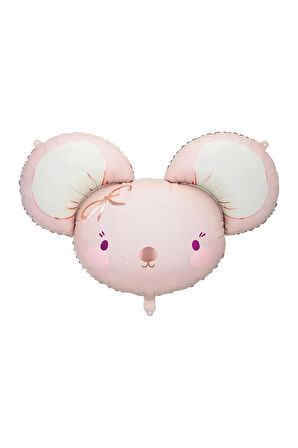 Pink Mouse 1 Yaş Balon Set Sevimli Pembe Fare Konsept Balon ve Pembe Rakam Balon Hamster Balon