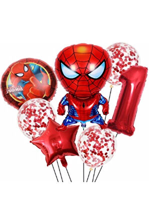 Spiderman Örümcek Adam Konsept 6 Yaş Balon Set Spiderman Doğum Günü Set Yaş Balon Set