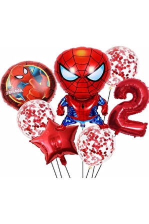 Spiderman Örümcek Adam Konsept 6 Yaş Balon Set Spiderman Doğum Günü Set Yaş Balon Set