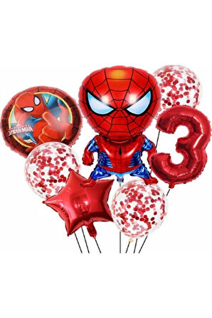 Spiderman Örümcek Adam Konsept 6 Yaş Balon Set Spiderman Doğum Günü Set Yaş Balon Set