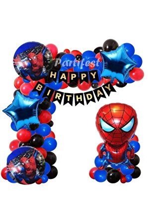 Spiderman Örümcek Adam Balon Set Balon Folyo Set Spiderman Konsept Doğum Günü Set Yaş Balon