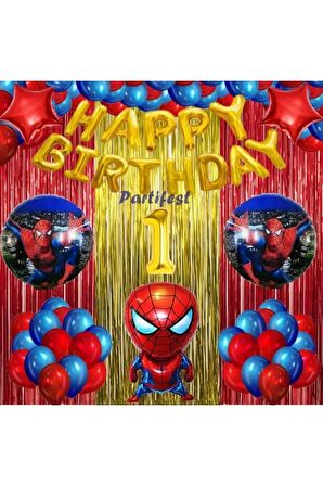 Spiderman Örümcek Adam Balon Set Balon Folyo Set Spiderman Konsept Doğum Günü Set 1 Yaş Balon