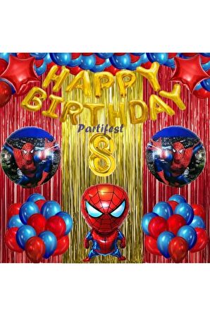 Spiderman Örümcek Adam Balon Set Balon Folyo Set Spiderman Konsept Doğum Günü Set 8 Yaş Balon