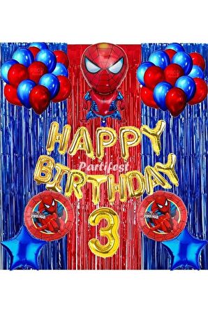 Spiderman Örümcek Adam Balon Set Balon Folyo Set Spiderman Konsept Doğum Günü Set 3 Yaş Balon