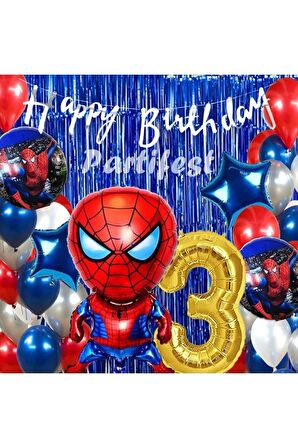 Spiderman Örümcek Adam Balon Set Balon Folyo Set Spiderman Konsept Doğum Günü Set 3 Yaş Balon