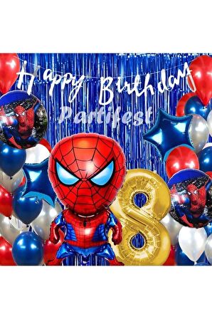 Spiderman Örümcek Adam Balon Set Balon Folyo Set Spiderman Konsept Doğum Günü Set Yaş Balon
