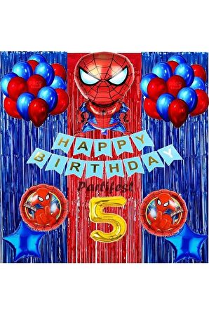 Spiderman Örümcek Adam Balon Set Balon Folyo Set Spiderman Konsept Doğum Günü Set 5 Yaş Balon