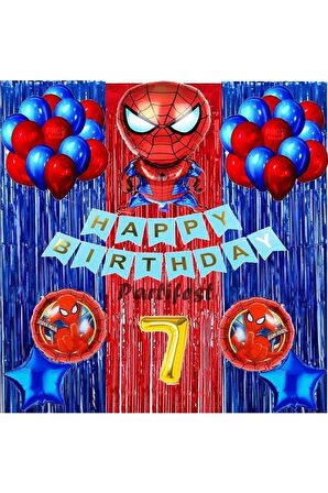 Spiderman Örümcek Adam Balon Set Balon Folyo Set Spiderman Konsept Doğum Günü Set 7 Yaş Balon