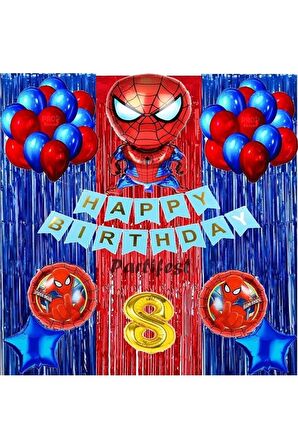 Spiderman Örümcek Adam Balon Set Balon Folyo Set Spiderman Konsept Doğum Günü Set 8 Yaş Balon